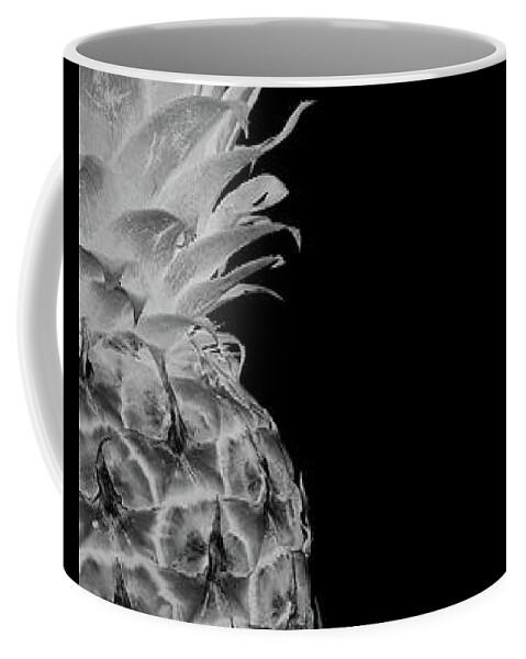 Abstract Coffee Mug featuring the photograph 14BR Artistic Glowing Pineapple Digital Art Greyscale by Ricardos Creations
