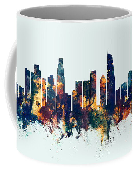 Los Angeles Coffee Mug featuring the digital art Los Angeles California Skyline #15 by Michael Tompsett