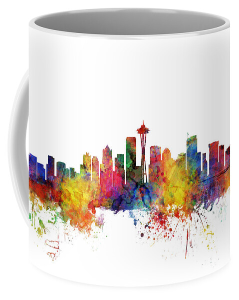 Seattle Coffee Mug featuring the digital art Seattle Washington Skyline by Michael Tompsett