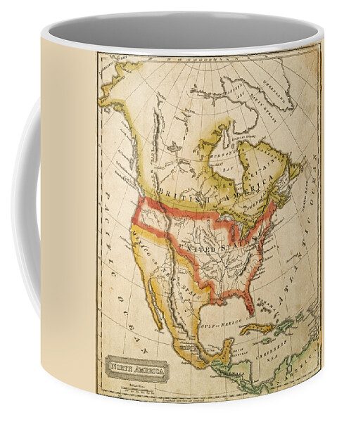 1822 Coffee Mug featuring the digital art 1822 Map of North America by Toby McGuire