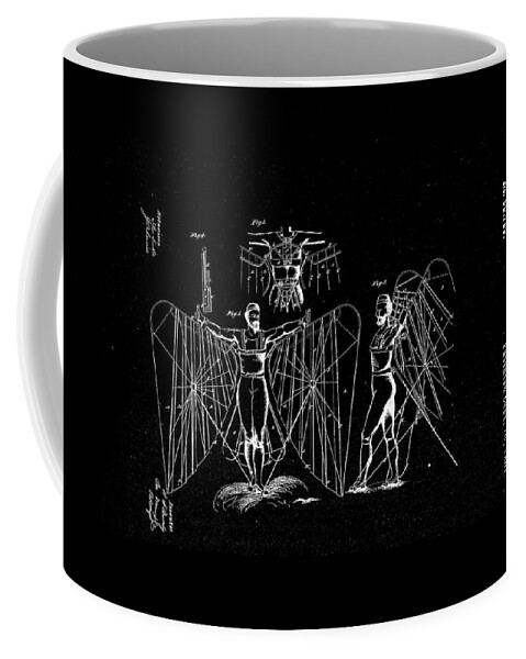 Flying Coffee Mug featuring the drawing 1867 Flying Apparatus Patent Drawing by Steve Kearns