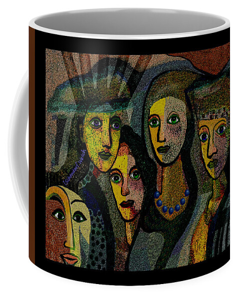 1874 Coffee Mug featuring the digital art 1874- The Scared Ones 2017 by Irmgard Schoendorf Welch