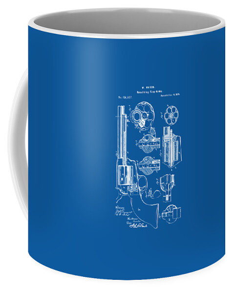 Colt Coffee Mug featuring the digital art 1875 Colt Peacemaker Revolver Patent Blueprint by Nikki Marie Smith