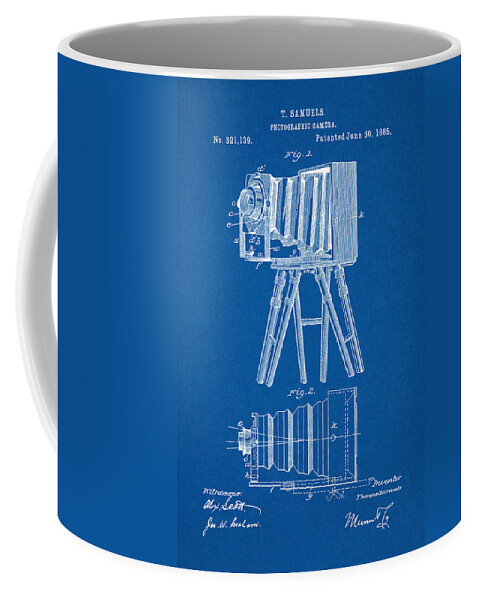 Patent Coffee Mug featuring the digital art 1885 Camera US Patent Invention Drawing - Blueprint by Todd Aaron