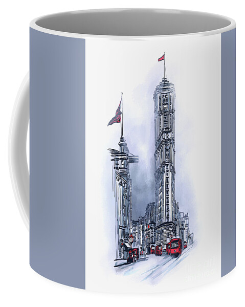 Times Square Coffee Mug featuring the painting 1908 Times Square,NY by Andrzej Szczerski