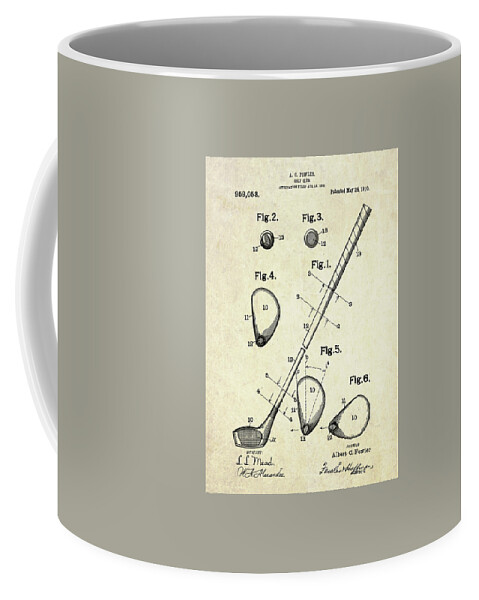 Golf Coffee Mug featuring the digital art 1909 Golf Club Patent Art by Gary Bodnar