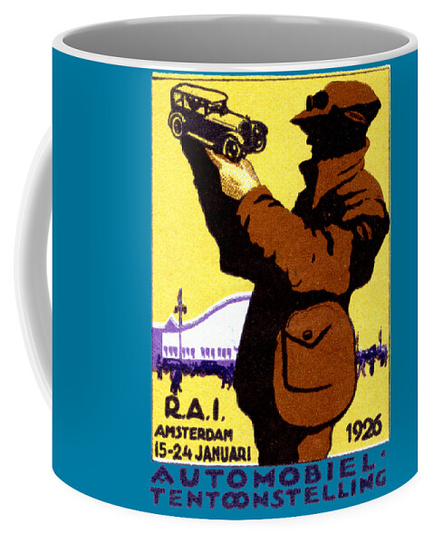 Vintage Coffee Mug featuring the painting 1926 Dutch Car Show by Historic Image