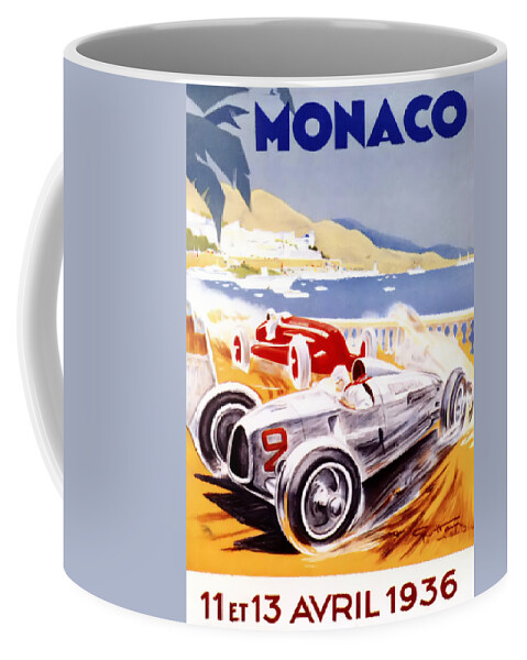 F1 Coffee Mug featuring the digital art 1936 F1 Monaco Grand Prix by Grand Prix
