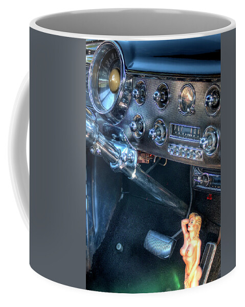 1941 Ford Coupe Coffee Mug featuring the photograph 1941 Ford Coupe Custom Dashboard and Gearshift by Doug Matthews