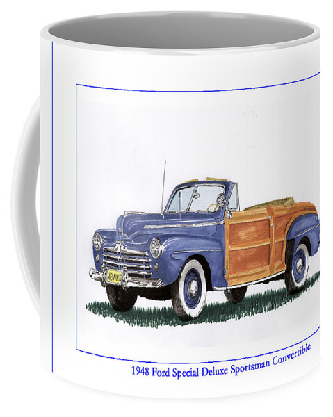 Automotive Prints Coffee Mug featuring the painting 1948 Ford Sportsman Convertible by Jack Pumphrey