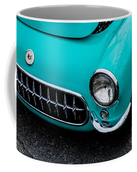1956 Coffee Mug featuring the photograph 1956 Chevrolet Corvette Front Grill by M G Whittingham