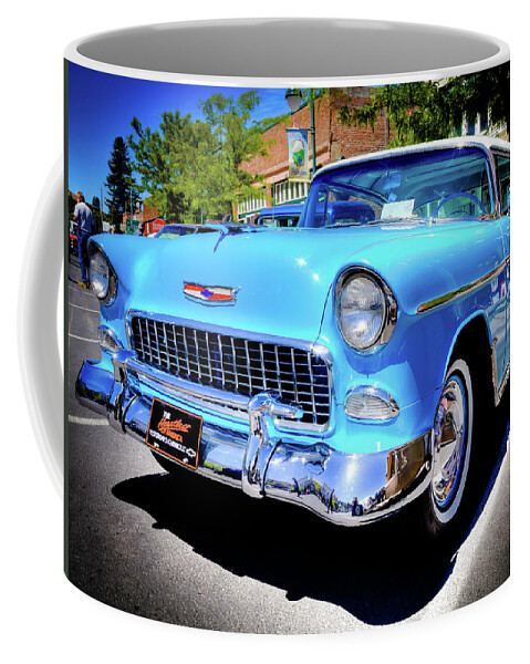 1955 Chevy Baby Blue Coffee Mug featuring the photograph 1955 Chevy Baby Blue by David Patterson