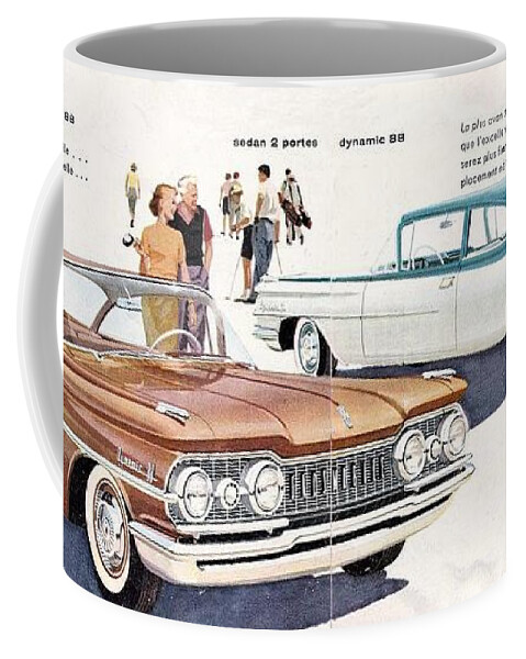 1959 Oldsmobile Prestige Brochure Page 18 And 19 Coffee Mug featuring the painting 1959 Oldsmobile Prestige Brochure page 18 and 19 by Vintage Collectables