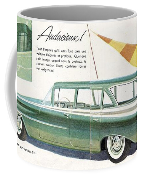 1959 Oldsmobile Prestige Brochure Page 20 And 21 Coffee Mug featuring the painting 1959 Oldsmobile Prestige Brochure page 20 and 21 by Vintage Collectables