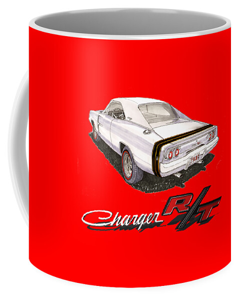 Muscle Car Tee Shirts Coffee Mug featuring the painting 1968 Dodge Charger tee shirt by Jack Pumphrey