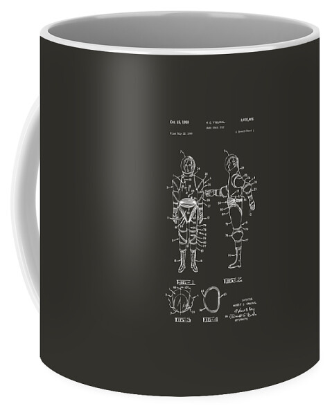 Space Suit Coffee Mug featuring the digital art 1968 Hard Space Suit Patent Artwork - Gray by Nikki Marie Smith