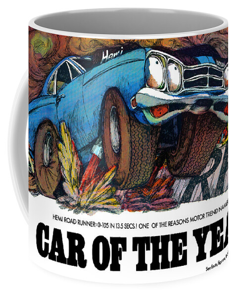 1969 Coffee Mug featuring the digital art 1969 Plymouth Road Runner - Car Of The Year by Digital Repro Depot