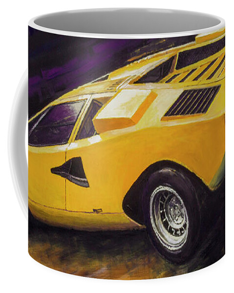 Shevchukart Coffee Mug featuring the painting 1974 Lamborghini Countach LP400 by Yuriy Shevchuk