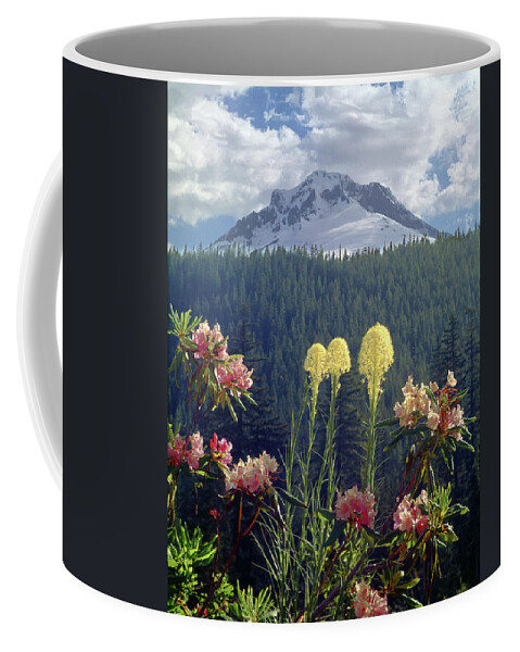 1m5101 Coffee Mug featuring the photograph 1M5101 Flowers and Mt. Hood by Ed Cooper Photography