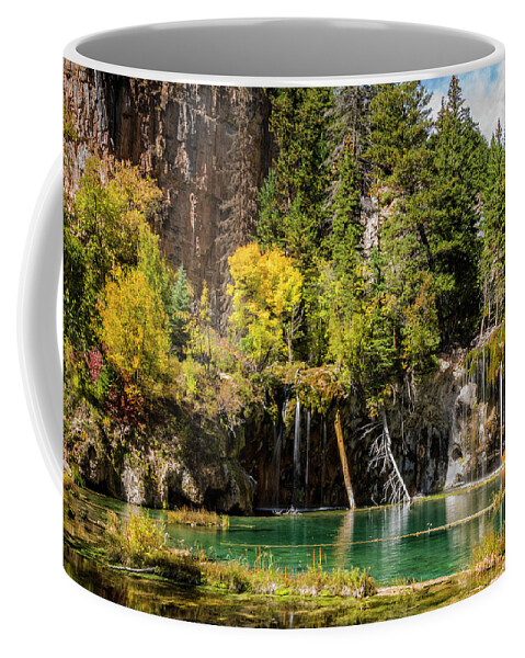 Autumn At Hanging Lake Waterfall Glenwood Canyon Colorado Coffee Mug featuring the photograph Autumn At Hanging Lake Waterfall - Glenwood Canyon Colorado #2 by Brian Harig