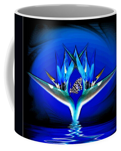 Bird Of Paradise Coffee Mug featuring the digital art Blue Bird Of Paradise #1 by Joyce Dickens