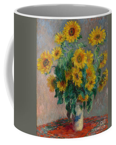 Monet Coffee Mug featuring the painting Bouquet of Sunflowers by Claude Monet