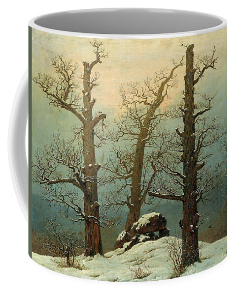 Caspar David Friedrich Coffee Mug featuring the painting Cairn In Snow #2 by Caspar David Friedrich