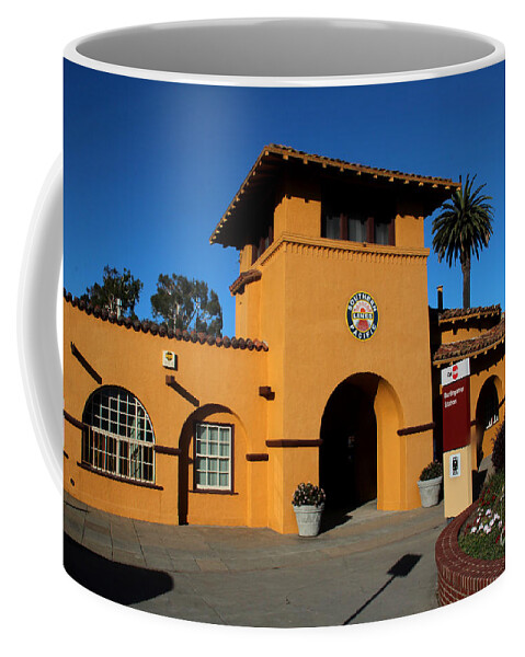 Caltrain Train Station Coffee Mug featuring the photograph Caltrain Train Station, Burlingame, California #2 by Wernher Krutein