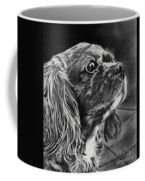Dog Coffee Mug featuring the drawing Cavalier II by Terri Mills