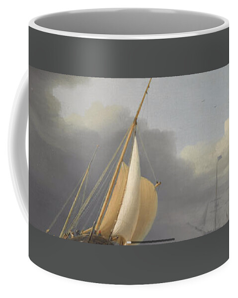 Dominic Serres (british 1722-1793) Coastal Shipping In Rough Seas Coffee Mug featuring the painting Coastal shipping in rough seas #2 by MotionAge Designs