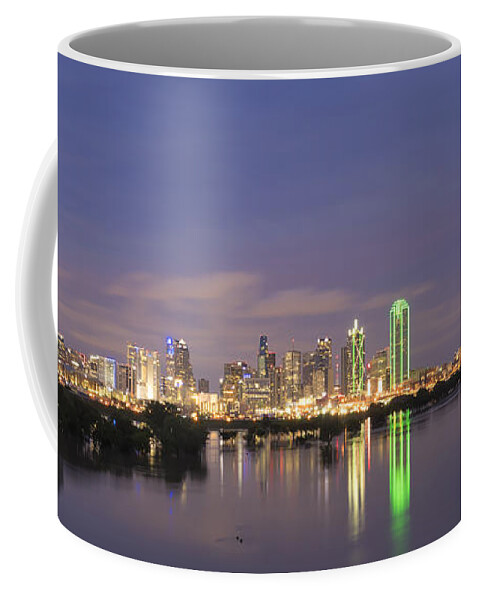 Margaret Hunt Hill Bridge Coffee Mug featuring the photograph Dallas Skyline Twilight #2 by Jonathan Davison
