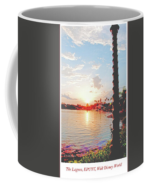 Theme Park Coffee Mug featuring the photograph EPCOT, Lagoon at Sunset, Walt Disney World #2 by A Macarthur Gurmankin