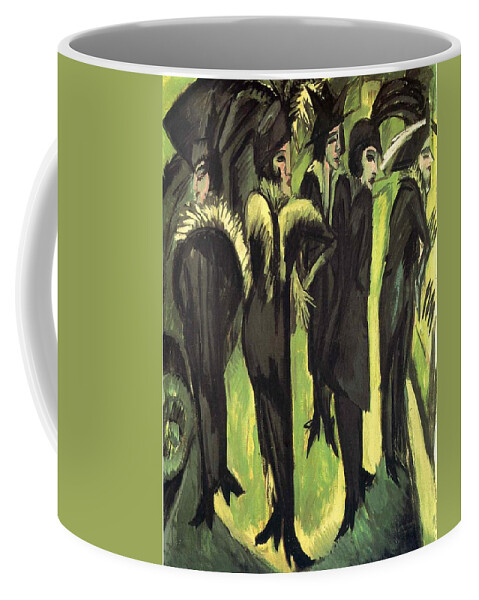 Five Women At The Street - Ernst Ludwig Kirchner Coffee Mug featuring the painting Five Women at the Street by Ernst Ludwig
