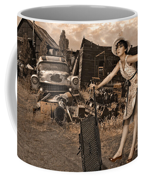 Sepia Coffee Mug featuring the photograph Leaving home for good #3 by Jeff Burgess