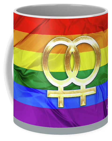 Affection Coffee Mug featuring the digital art Lesbian symbols #2 by Benny Marty