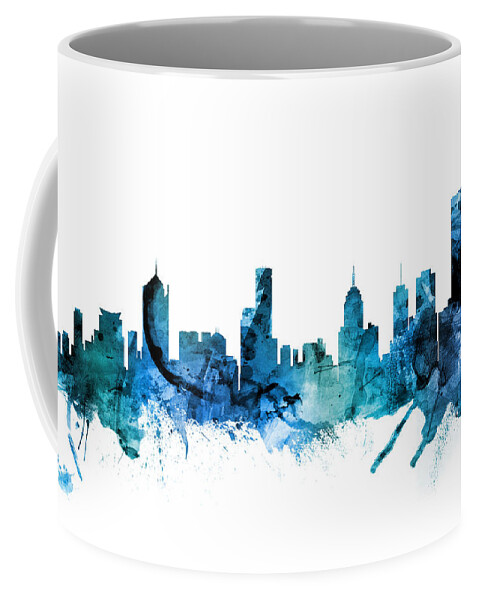 Melbourne Coffee Mug featuring the digital art Melbourne Australia Skyline by Michael Tompsett