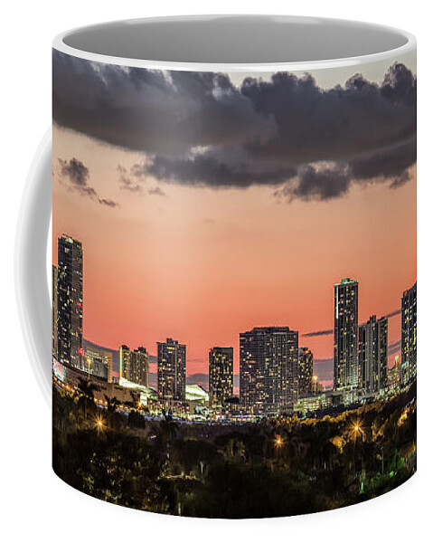 Miami Skyline Coffee Mug featuring the photograph Miami Sunset Skyline #2 by Rene Triay FineArt Photos