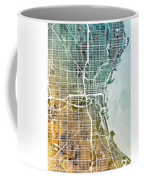 Milwaukee Coffee Mug featuring the digital art Milwaukee Wisconsin City Map by Michael Tompsett