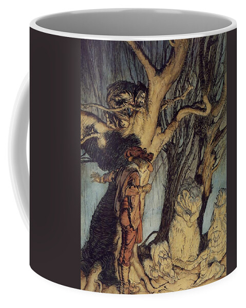 Arthur Rackham Coffee Mug featuring the painting Mystical Forest #2 by MotionAge Designs