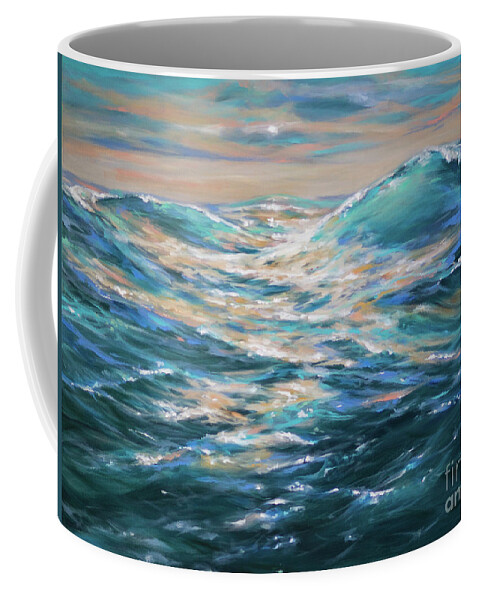 Ocean Coffee Mug featuring the painting Paddling Out #1 by Linda Olsen