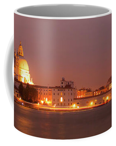 Bridge Coffee Mug featuring the photograph Panorama By Night Of Venice, italian City #2 by Amanda Mohler