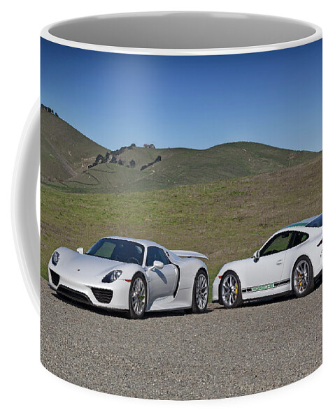 Cars Coffee Mug featuring the photograph #Porsche #911R and #918Spyder #Print #2 by ItzKirb Photography