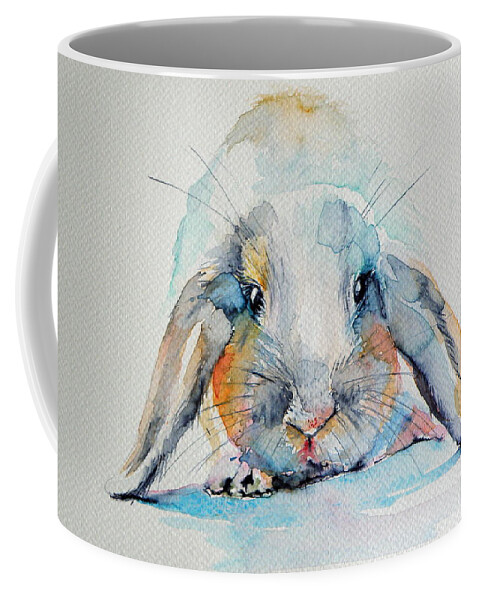Rabbit Coffee Mug featuring the painting Rabbit #1 by Kovacs Anna Brigitta