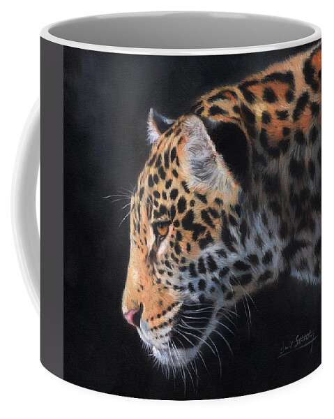 Jaguar Coffee Mug featuring the painting South American Jaguar #2 by David Stribbling