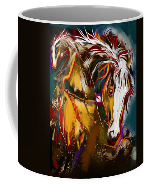 Horses Coffee Mug featuring the painting 2 Spirit Knights by John Gholson