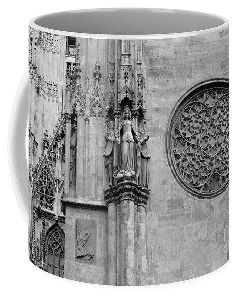 Arch Coffee Mug featuring the photograph St Stephens Cathedral Vienna in Black and White #4 by Angela Rath