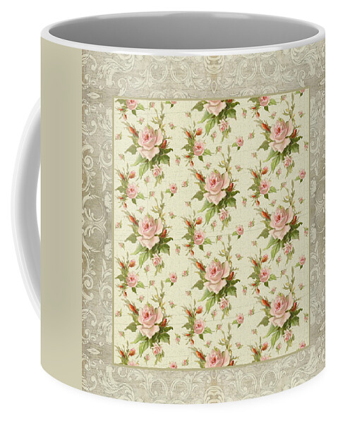 Victorian Cottage Coffee Mug featuring the painting Summer at Cape May - Aged Modern Roses Pattern #2 by Audrey Jeanne Roberts
