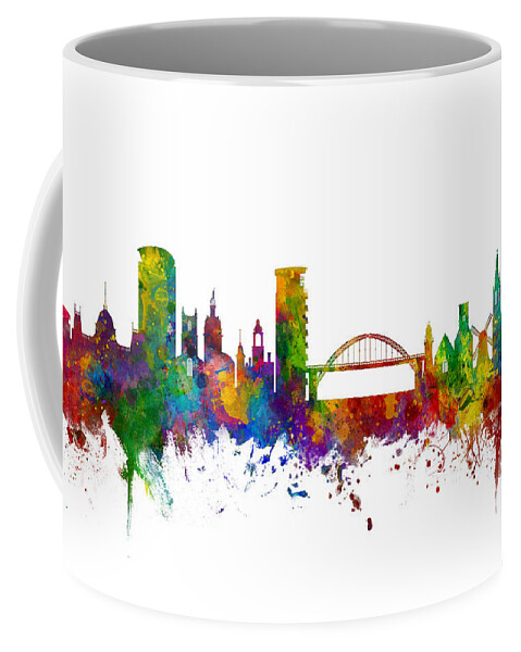 City Coffee Mug featuring the digital art Sunderland England Skyline by Michael Tompsett