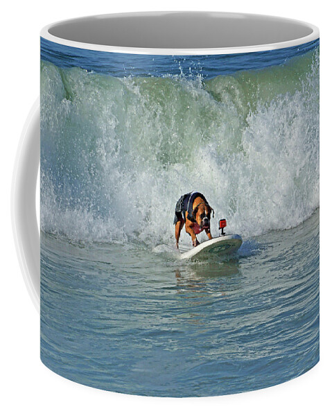 Huntington Beach Coffee Mug featuring the photograph Surfing Dog #3 by Thanh Thuy Nguyen