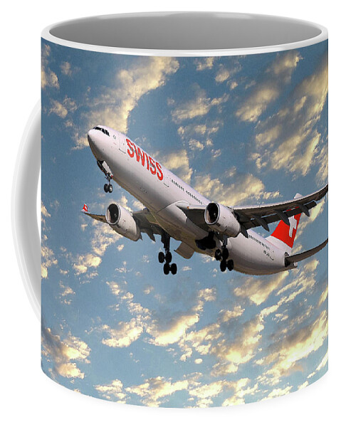 Swiss Coffee Mug featuring the photograph Swiss Airbus A330-343 by Smart Aviation